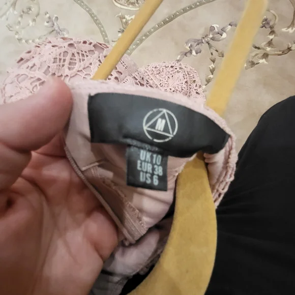 Missguided Pink lace high neck fishtail midi dress Size 6. Worn once. Like New - Picture 6 of 6